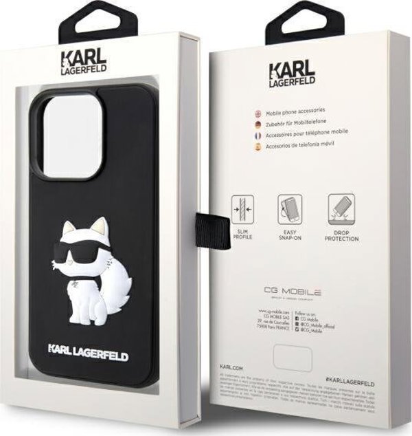 Σκληρή θήκη Karl Lagerfeld KLHCP14L3DRKHNK Apple iPhone 14 Pro μαύρη Rubber Choupette 3D