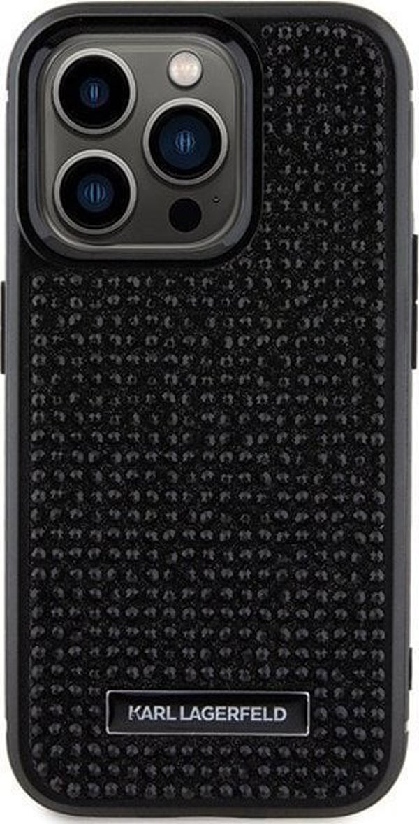 Karl Lagerfeld Karl Lagerfeld KLHCP15LHDSPLK iPhone 15 Pro 6.1" μαύρο σκληρή θήκη Rhinestone Logo Metal Plate