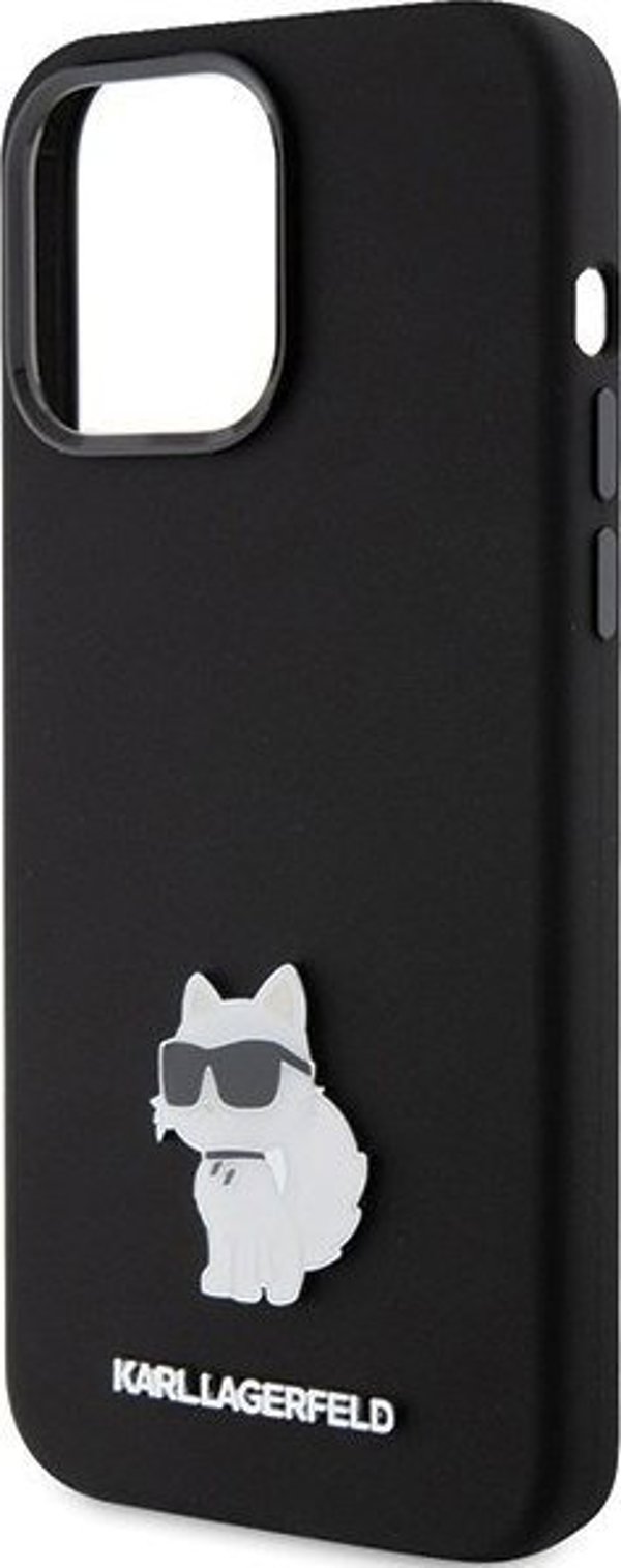 Karl Lagerfeld Karl Lagerfeld KLHCP15LSMHCNPK iPhone 15 Pro 6.1" μαύρη Σιλικόνη Choupette Metal Pin