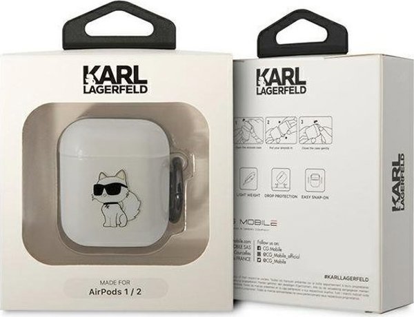 Karl Lagerfeld Karl Lagerfeld KLA2HNCHTCT θήκη Airpods 1/2 διαφανής Ikonik Choupette