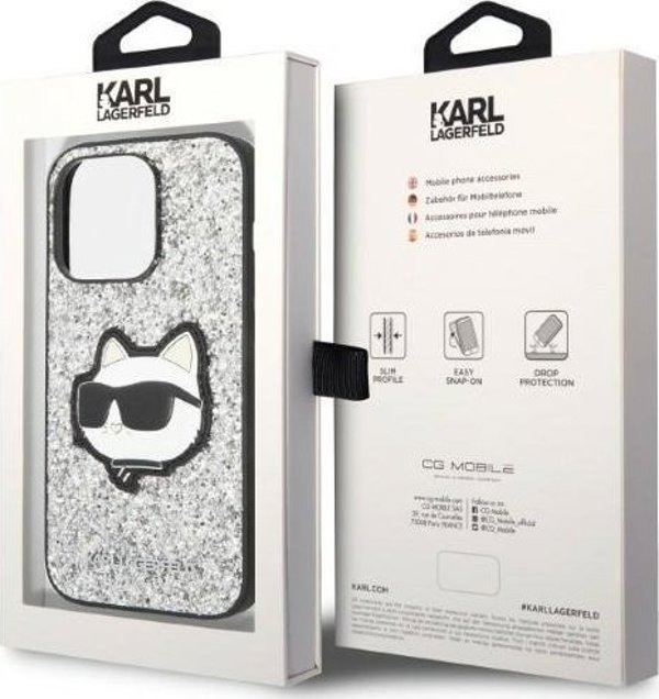 Karl Lagerfeld Karl Lagerfeld KLHCP14XG2CPS iPhone 14 Pro Max 6,7" ασημί/ασημένιο σκληρή θήκη Glitter Choupette Patch NoSize