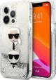 Κάλυμμα Karl Lagerfeld KLHCP13LKICGLS Apple iPhone 13 Pro ασημί σκληρή θήκη Liquid Glitter Karl&Choupette Head