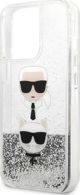 Κάλυμμα Karl Lagerfeld KLHCP13LKICGLS Apple iPhone 13 Pro ασημί σκληρή θήκη Liquid Glitter Karl&Choupette Head