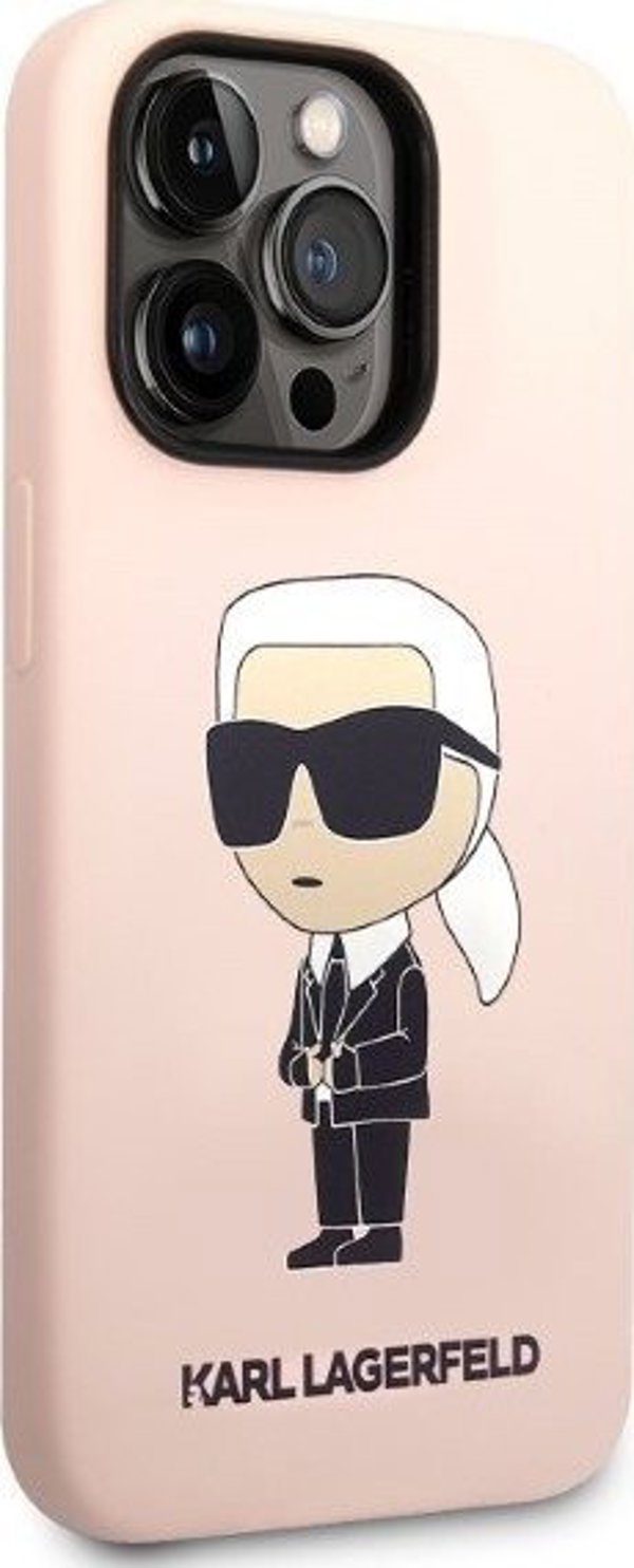 Σκληρή θήκη Karl Lagerfeld Etui Karl Lagerfeld KLHMP14LSNIKBCP Apple iPhone 14 Pro ροζ/ροζ Σιλικόνη NFT Ikonik Magsafe