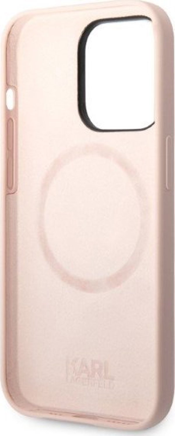 Σκληρή θήκη Karl Lagerfeld Etui Karl Lagerfeld KLHMP14LSNIKBCP Apple iPhone 14 Pro ροζ/ροζ Σιλικόνη NFT Ikonik Magsafe