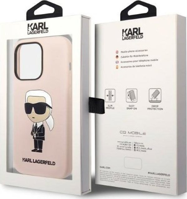 Σκληρή θήκη Karl Lagerfeld Etui Karl Lagerfeld KLHMP14LSNIKBCP Apple iPhone 14 Pro ροζ/ροζ Σιλικόνη NFT Ikonik Magsafe