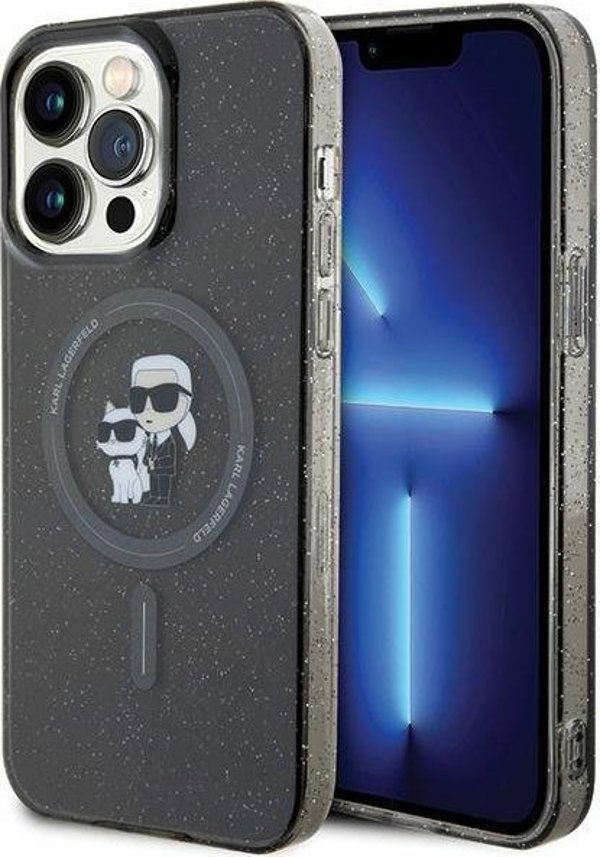 Θήκη Karl Lagerfeld Karl Lagerfeld KLHMP15XHGKCNOK iPhone 15 Pro Max 6.7" μαύρο/black σκληρή θήκη Karl&Choupette Glitter MagSafe