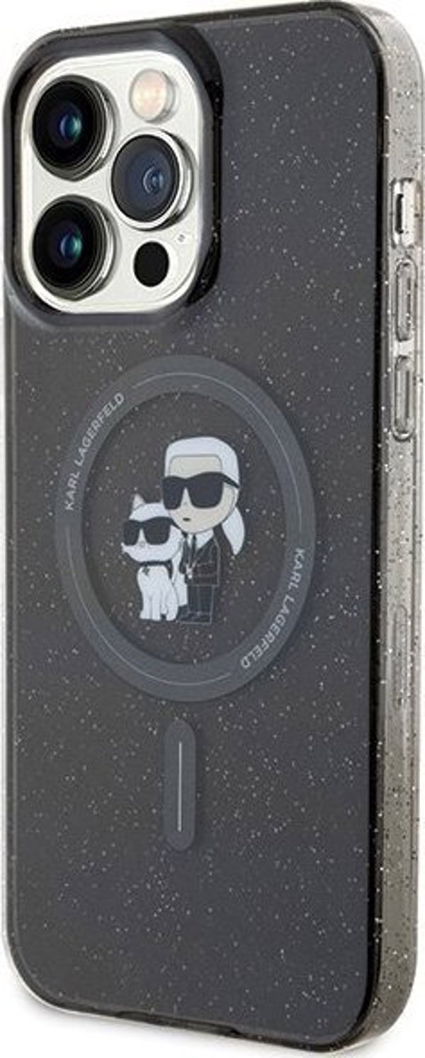 Θήκη Karl Lagerfeld Karl Lagerfeld KLHMP15XHGKCNOK iPhone 15 Pro Max 6.7" μαύρο/black σκληρή θήκη Karl&Choupette Glitter MagSafe