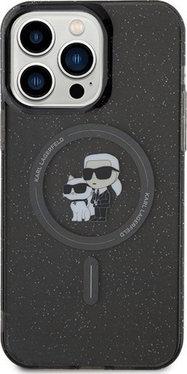 Θήκη Karl Lagerfeld Karl Lagerfeld KLHMP15XHGKCNOK iPhone 15 Pro Max 6.7" μαύρο/black σκληρή θήκη Karl&Choupette Glitter MagSafe
