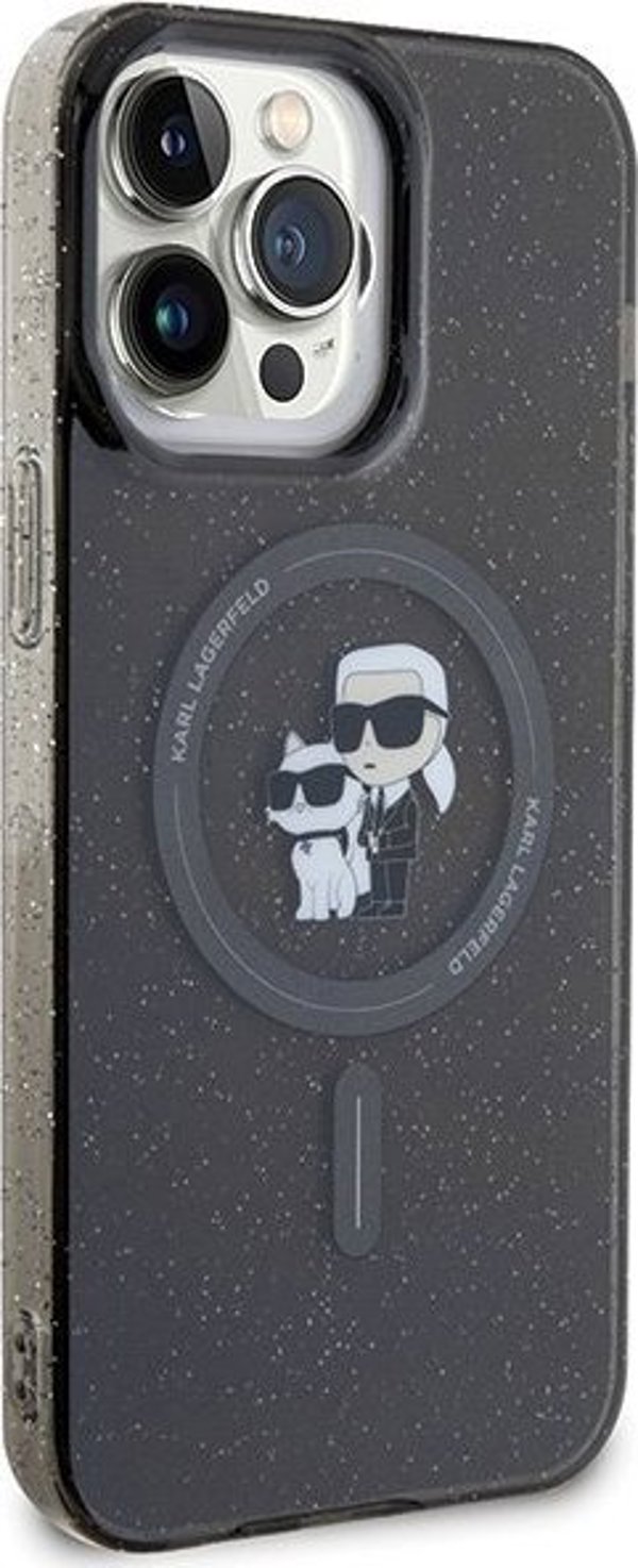 Θήκη Karl Lagerfeld Karl Lagerfeld KLHMP15XHGKCNOK iPhone 15 Pro Max 6.7" μαύρο/black σκληρή θήκη Karl&Choupette Glitter MagSafe