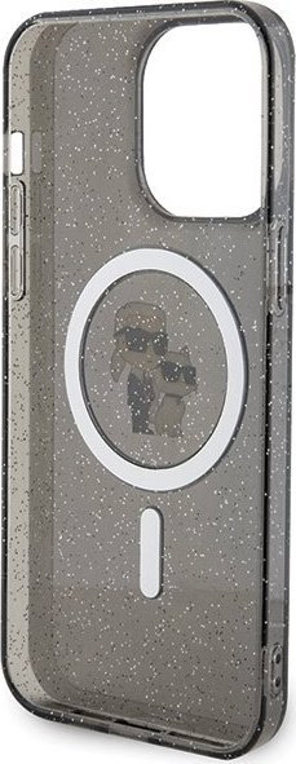Θήκη Karl Lagerfeld Karl Lagerfeld KLHMP15XHGKCNOK iPhone 15 Pro Max 6.7" μαύρο/black σκληρή θήκη Karl&Choupette Glitter MagSafe