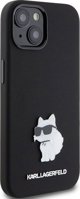 Κάλυμμα σιλικόνης Karl Lagerfeld KLHCP15MSMHCNPK iPhone 15 Plus 6.7" μαύρο με μεταλλική καρφίτσα Choupette