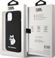 Κάλυμμα σιλικόνης Karl Lagerfeld KLHCP15MSMHCNPK iPhone 15 Plus 6.7" μαύρο με μεταλλική καρφίτσα Choupette