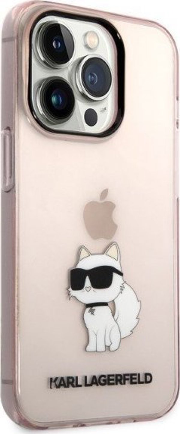 Σκληρή θήκη Karl Lagerfeld KLHCP14XHNCHTCP Apple iPhone 14 Pro Max ροζ Ikonik Choupette