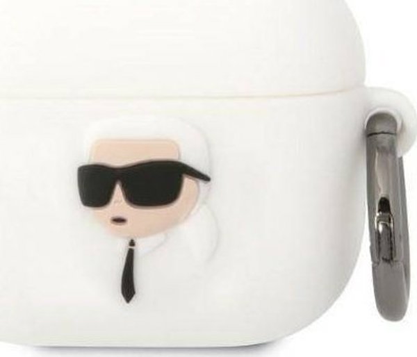 Κάλυμμα Karl Lagerfeld Etui Karl Lagerfeld KLA3RUNIKH Apple AirPods 3 λευκό/λευκό Σιλικόνη Karl Head 3D