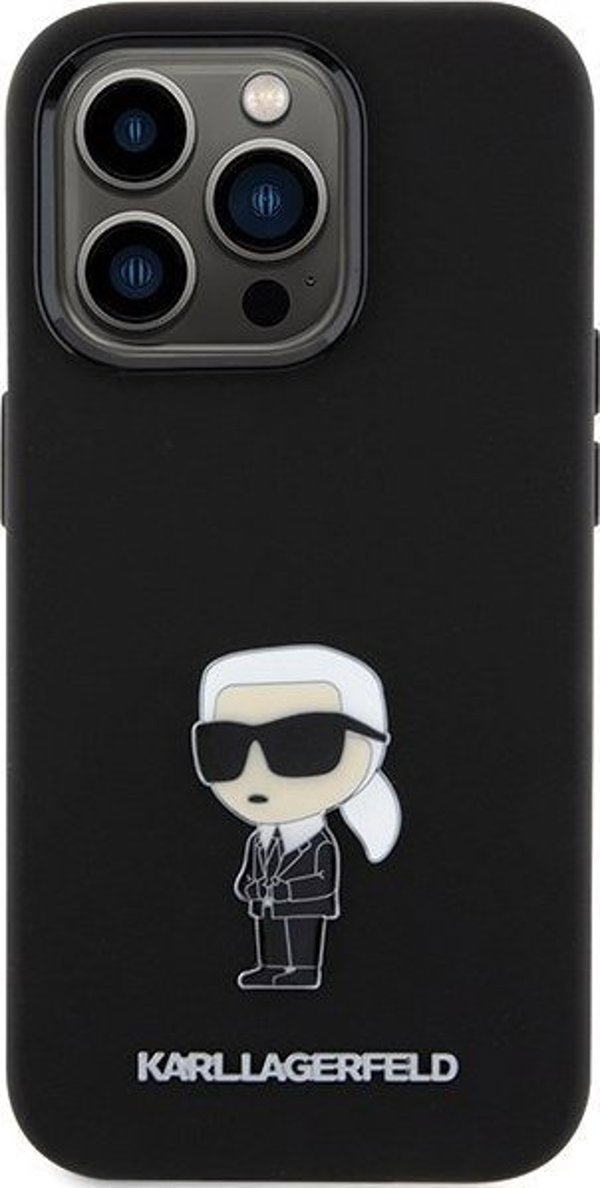 Κάλυμμα Karl Lagerfeld KLHCP15LSMHKNPK iPhone 15 Pro 6.1" μαύρο Σιλικόνη Ikonik Metal Pin