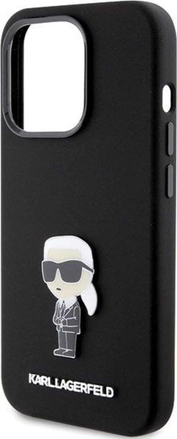 Κάλυμμα Karl Lagerfeld KLHCP15LSMHKNPK iPhone 15 Pro 6.1" μαύρο Σιλικόνη Ikonik Metal Pin