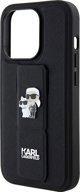 Karl Lagerfeld Karl Lagerfeld KLHCP15LGSAKCPK iPhone 15 Pro 6.1" μαύρη σκληρή θήκη Gripstand Saffiano Karl&Choupette Pins