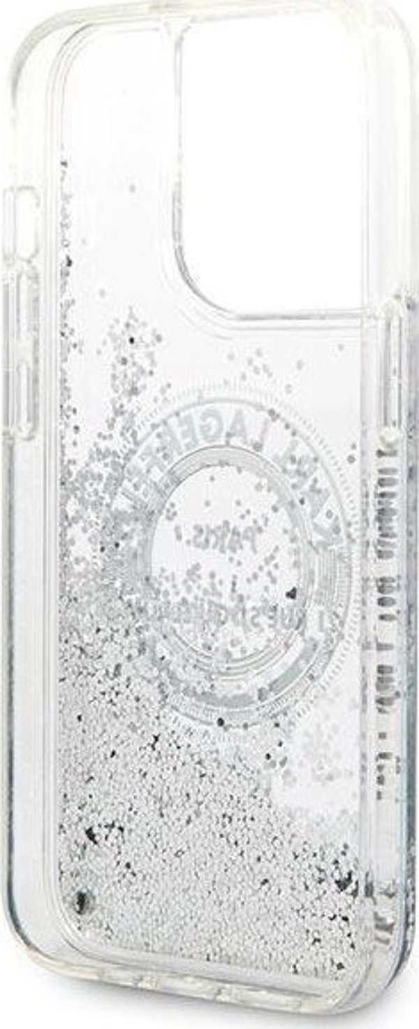 Θήκη Karl Lagerfeld KLHCP14XLCRSGRS Apple iPhone 14 Pro Max σκληρή θήκη Liquid Glitter RSG ασημί