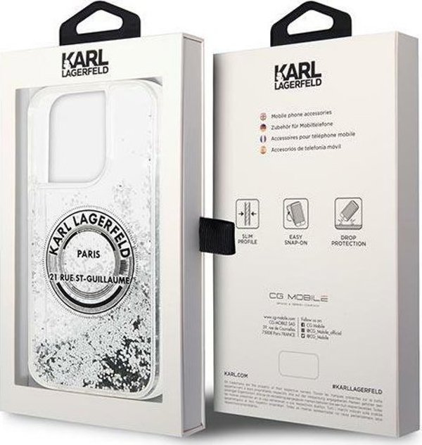Θήκη Karl Lagerfeld KLHCP14XLCRSGRS Apple iPhone 14 Pro Max σκληρή θήκη Liquid Glitter RSG ασημί