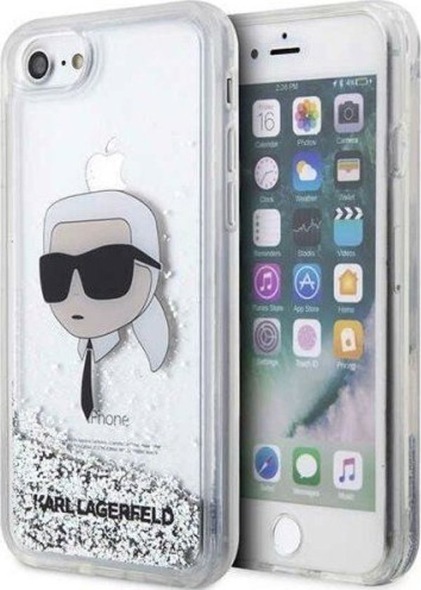 Σκληρή θήκη Karl Lagerfeld KLHCI8LNKHCH Apple iPhone SE 2022/SE 2020/8/7 ασημί Glitter Karl Head