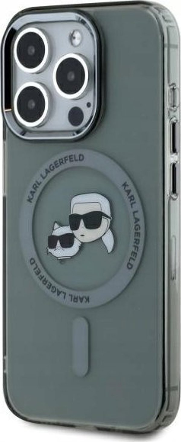 Θήκη Karl Lagerfeld Karl Lagerfeld KLHMP15XHLSKCK iPhone 15 Pro Max 6.7" μαύρο/μαύρο σκληρή θήκη IML Metal Karl&Choupette Head MagSafe