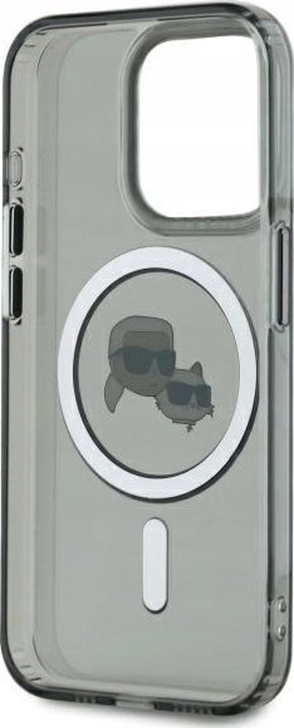 Θήκη Karl Lagerfeld Karl Lagerfeld KLHMP15XHLSKCK iPhone 15 Pro Max 6.7" μαύρο/μαύρο σκληρή θήκη IML Metal Karl&Choupette Head MagSafe