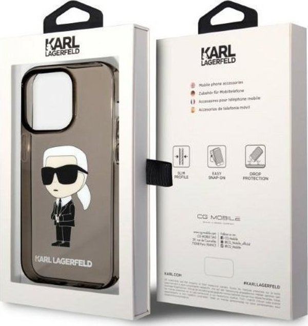 Κάλυμμα Karl Lagerfeld KLHCP14XHNIKTCK Apple iPhone 14 Pro Max μαύρο/black σκληρή θήκη Ikonik Κάλυμμα Karl Lagerfeld