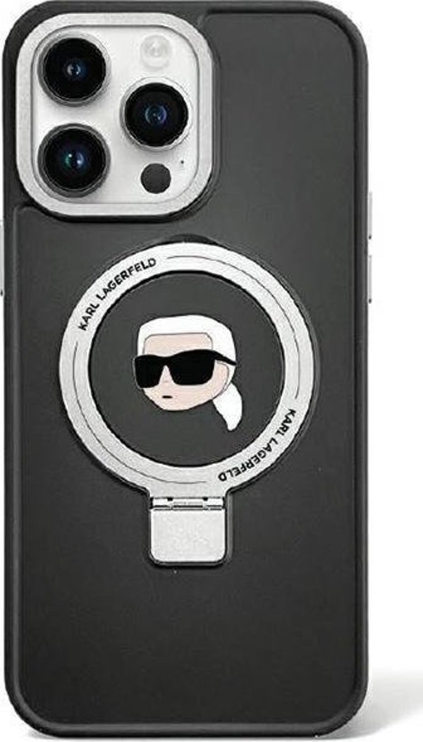 Karl Lagerfeld Karl Lagerfeld KLHMP15LHMRSKHK iPhone 15 Pro 6.1" μαύρη σκληρή θήκη Ring Stand Karl Head MagSafe