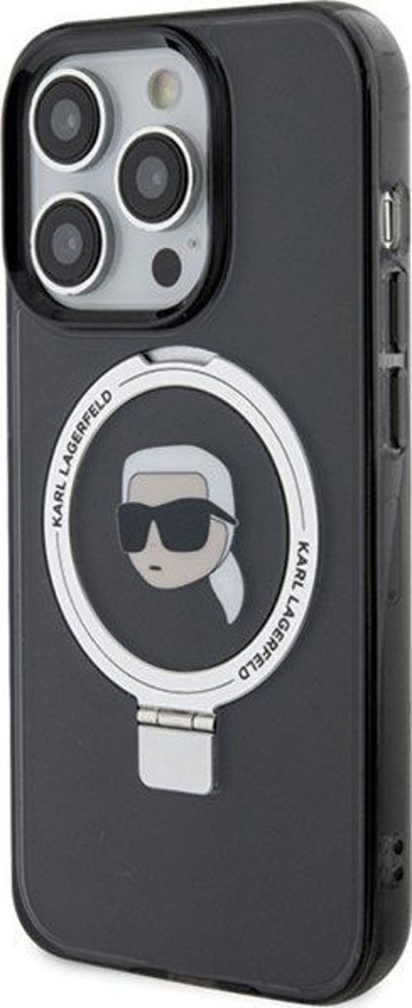 Karl Lagerfeld Karl Lagerfeld KLHMP15LHMRSKHK iPhone 15 Pro 6.1" μαύρη σκληρή θήκη Ring Stand Karl Head MagSafe
