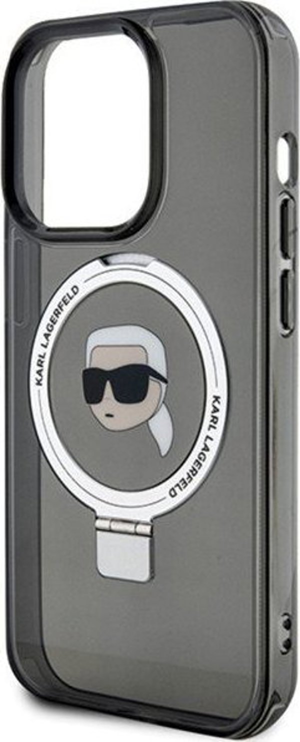 Karl Lagerfeld Karl Lagerfeld KLHMP15LHMRSKHK iPhone 15 Pro 6.1" μαύρη σκληρή θήκη Ring Stand Karl Head MagSafe