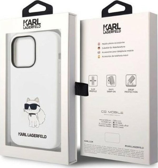 Karl Lagerfeld Etui Karl Lagerfeld KLHCP14XSNCHBCH Apple iPhone 14 Pro Max θήκη σκληρή λευκή Σιλικόνη Choupette