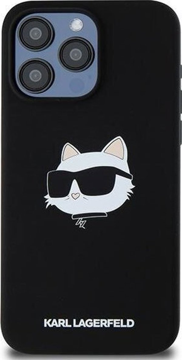 Karl Lagerfeld Karl Lagerfeld KLHMP15XSCHPPLK iPhone 15 Pro Max 6.7" μαύρη σκληρή θήκη σιλικόνης Choupette Head MagSafe