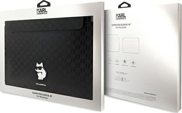 Θήκη Karl Lagerfeld Karl Lagerfeld Sleeve KLCS16SAKHPCK 16" μαύρο/black Saffiano Monogram Choupette