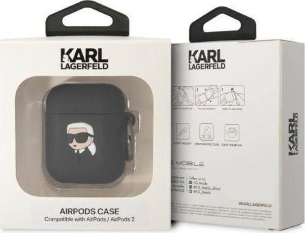 Case APPLE AIRPODS Karl Lagerfeld Silicone Karl Head 3D black