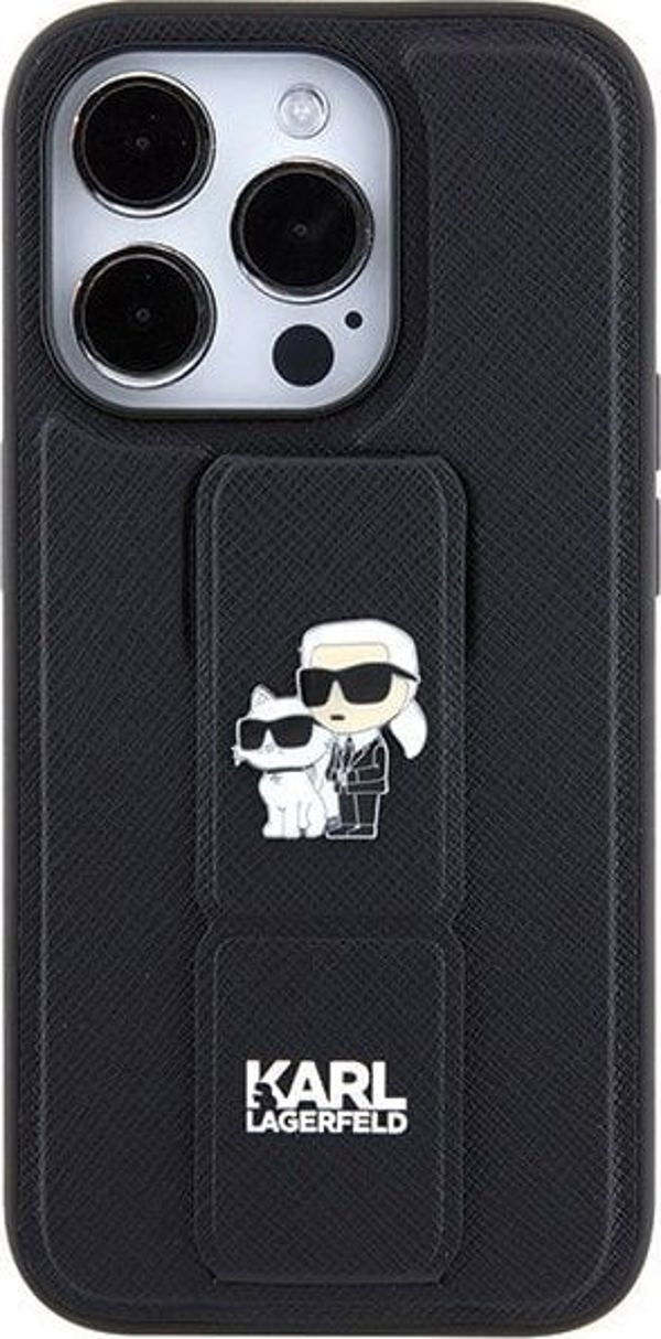 Θήκη Karl Lagerfeld Karl Lagerfeld KLHCP15XGSAKCPK iPhone 15 Pro Max 6.7" μαύρη/black hardcase Gripstand Saffiano Karl&Choupette Pins