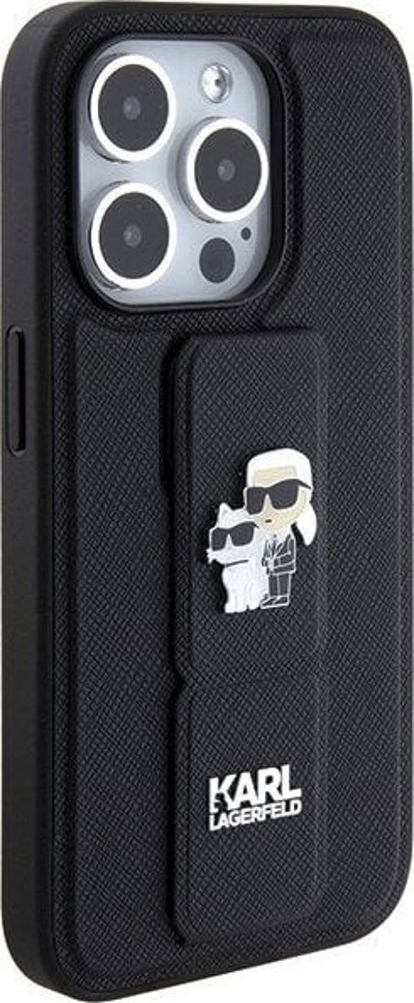 Θήκη Karl Lagerfeld Karl Lagerfeld KLHCP15XGSAKCPK iPhone 15 Pro Max 6.7" μαύρη/black hardcase Gripstand Saffiano Karl&Choupette Pins