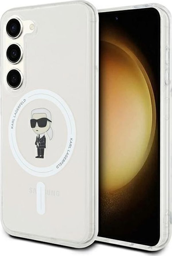 Κarl Lagerfeld Θήκη Karl Lagerfeld KLHMS23SHFCKNOT Samsung Galaxy S23 σκληρή θήκη IML Ikonik MagSafe διάφανη