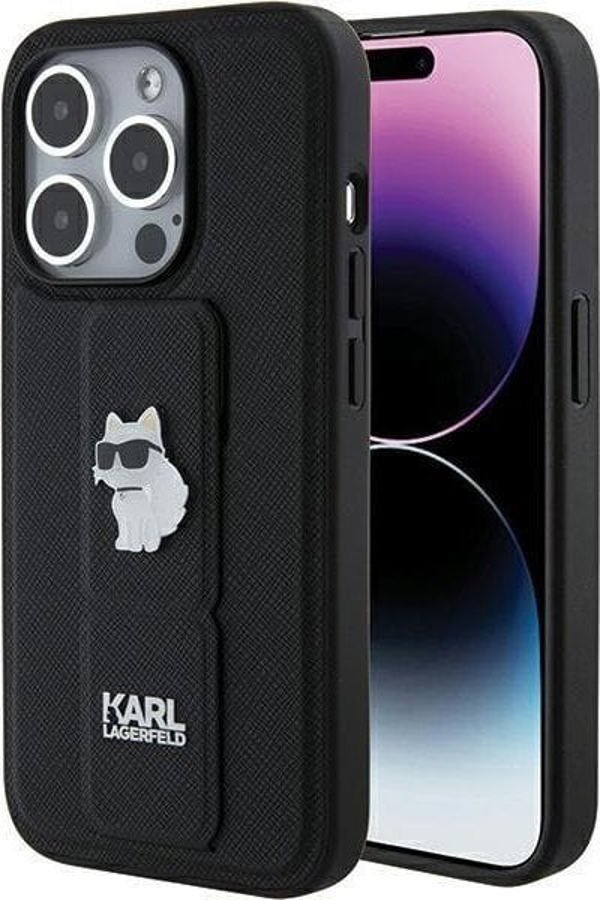 Karl Lagerfeld Karl Lagerfeld KLHCP15XGSACHPK iPhone 15 Pro Max 6.7" μαύρο/black σκληρή θήκη Gripstand Saffiano Choupette Pins