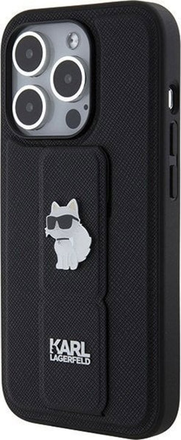 Karl Lagerfeld Karl Lagerfeld KLHCP15XGSACHPK iPhone 15 Pro Max 6.7" μαύρο/black σκληρή θήκη Gripstand Saffiano Choupette Pins