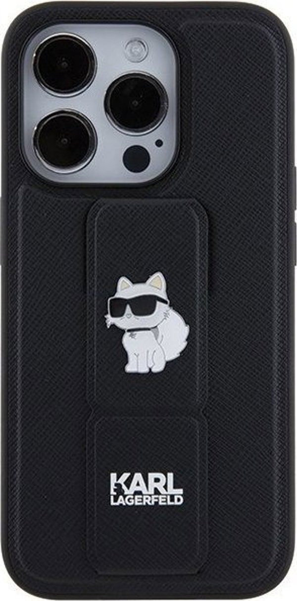 Karl Lagerfeld Karl Lagerfeld KLHCP15XGSACHPK iPhone 15 Pro Max 6.7" μαύρο/black σκληρή θήκη Gripstand Saffiano Choupette Pins