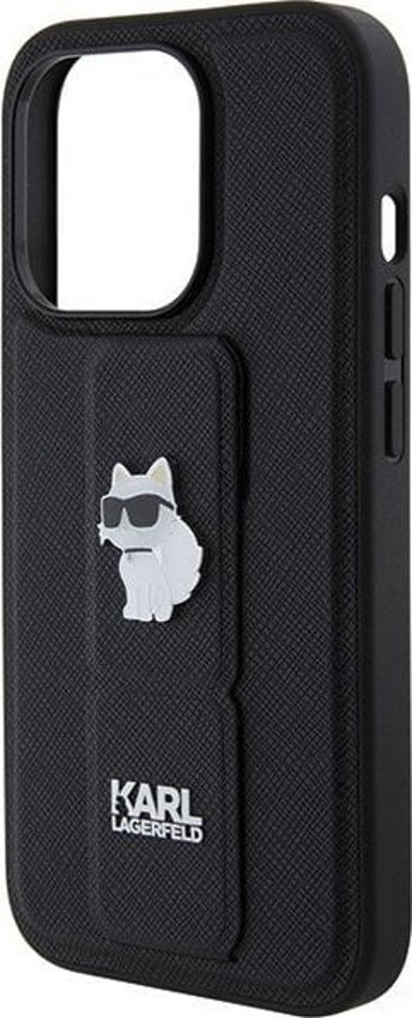 Karl Lagerfeld Karl Lagerfeld KLHCP15XGSACHPK iPhone 15 Pro Max 6.7" μαύρο/black σκληρή θήκη Gripstand Saffiano Choupette Pins