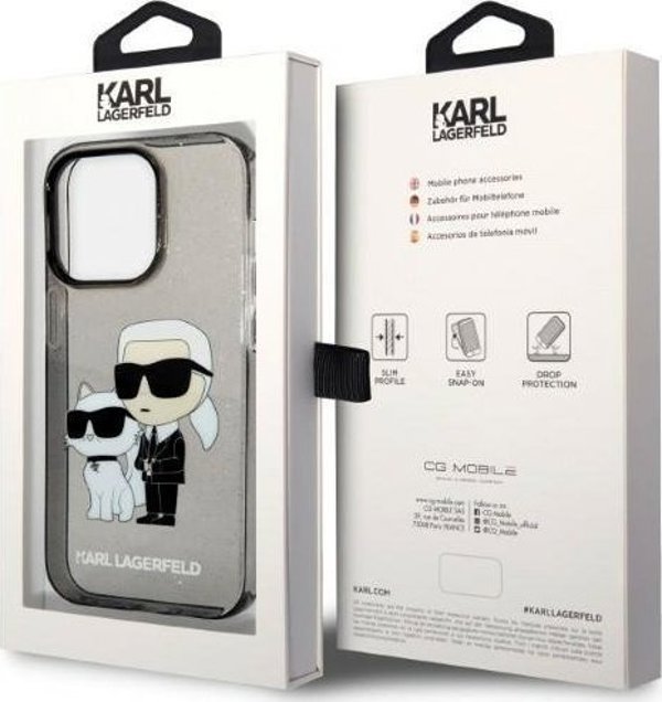 Θήκη Karl Lagerfeld Karl Lagerfeld Θήκη KLHCP14XHNKCTGK Apple iPhone 14 Pro Max μαύρη/μαύρη σκληρή θήκη IML GLIT NFT Karl&Choupette