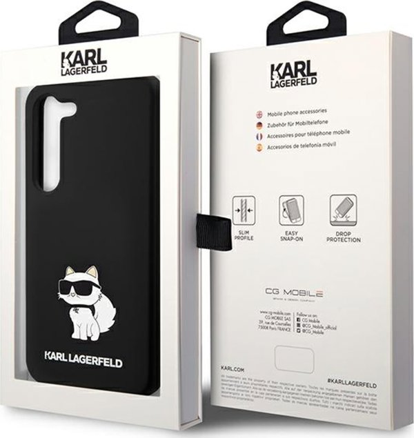 Σκληρή θήκη Karl Lagerfeld KLHCS24MSNCHBCK Samsung Galaxy S24+ Plus σιλικόνης Choupette μαύρο