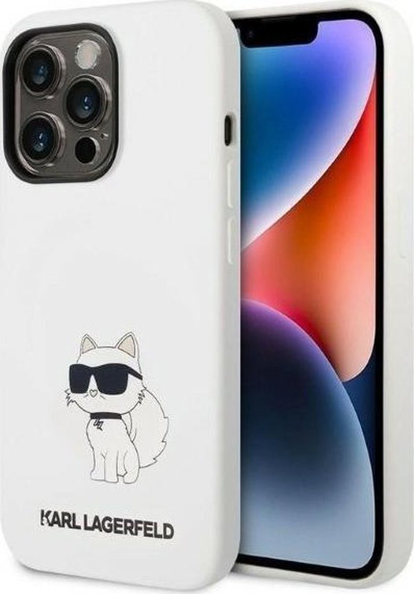 Σκληρή θήκη Karl Lagerfeld KLHCP14LSNCHBCH Apple iPhone 14 Pro λευκή Σιλικόνη Choupette