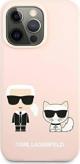 Case IPHONE 13 PRO MAX Karl Lagerfeld Hardcase Silicone Karl & Choupette Magsafe (KLHMP13XSSKCI) light pink