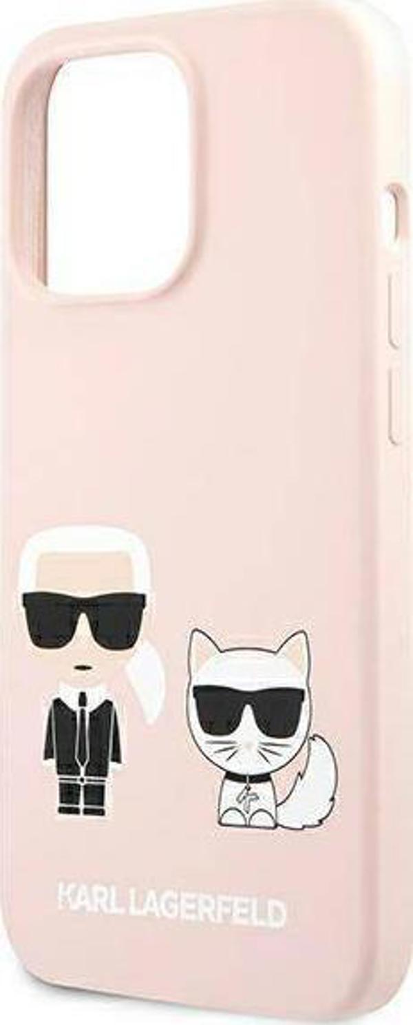 Case IPHONE 13 PRO MAX Karl Lagerfeld Hardcase Silicone Karl & Choupette Magsafe (KLHMP13XSSKCI) light pink