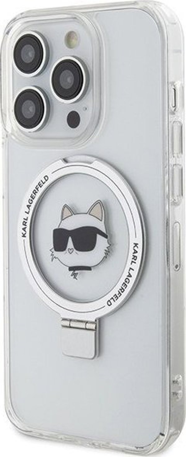 Karl Lagerfeld Karl Lagerfeld KLHMP15XHMRSCHH iPhone 15 Pro Max 6.7" λευκή/white σκληρή θήκη Ring Stand Choupette Head MagSafe