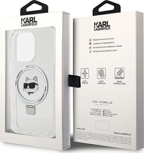 Karl Lagerfeld Karl Lagerfeld KLHMP15XHMRSCHH iPhone 15 Pro Max 6.7" λευκή/white σκληρή θήκη Ring Stand Choupette Head MagSafe