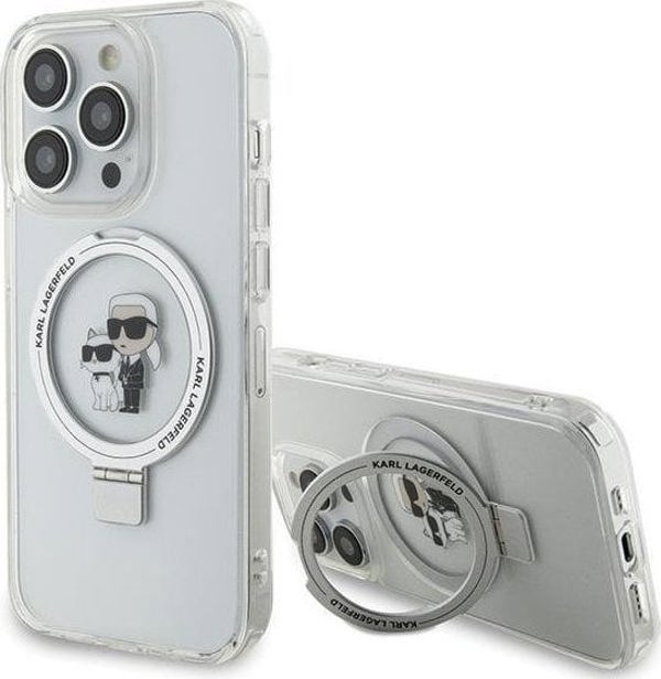 Karl Lagerfeld Karl Lagerfeld KLHMP14LHMRSKCH iPhone 14 Pro 6.1" λευκή σκληρή θήκη Ring Stand Karl&Choupettte MagSafe